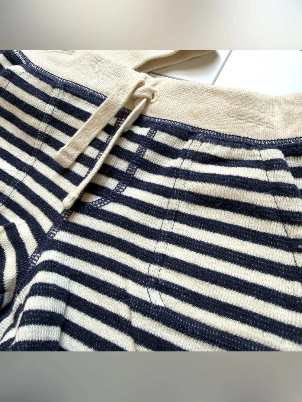 18-24M⚓️ GAP Kids Nautical Blue & Cream Stripe Zipper Hoodie Sweatshirt & Shorts